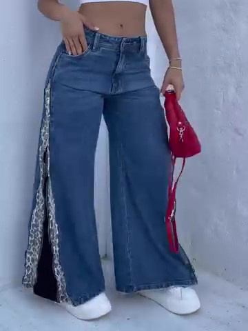 Leopard Print Zip-up Jeans - Image 2