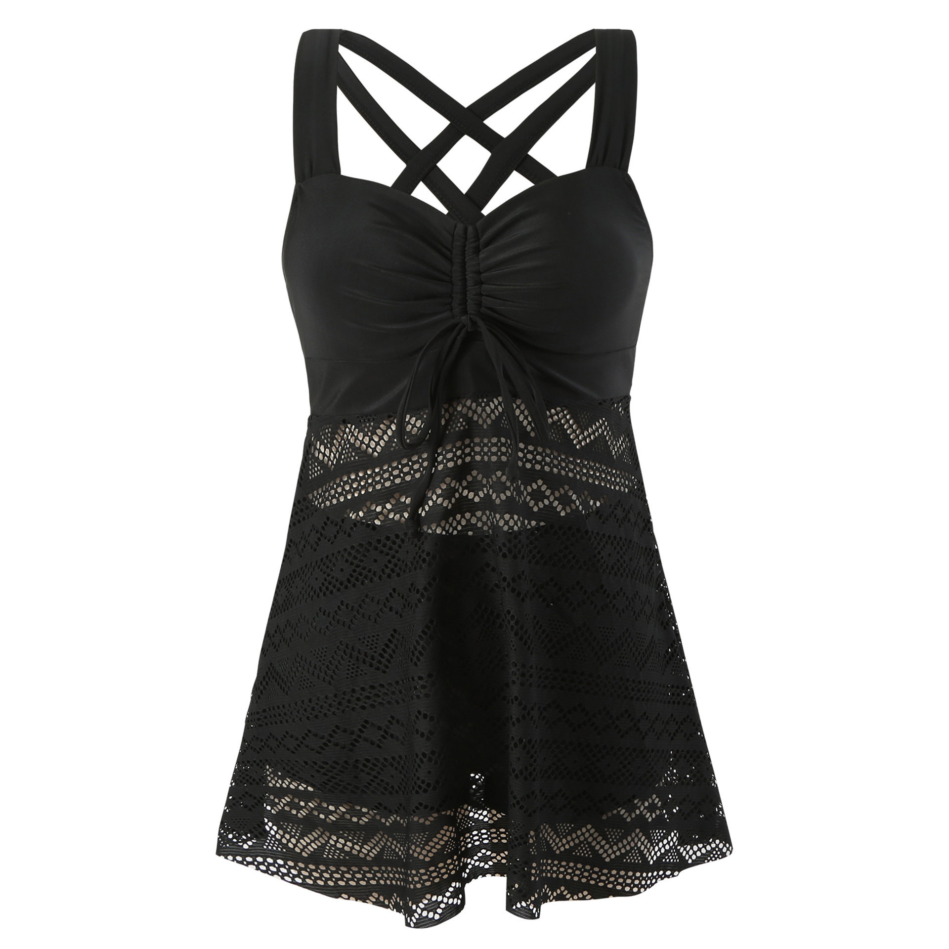 Korean Version Of Solid Color Lace One-piece Swimsuit - Image 2