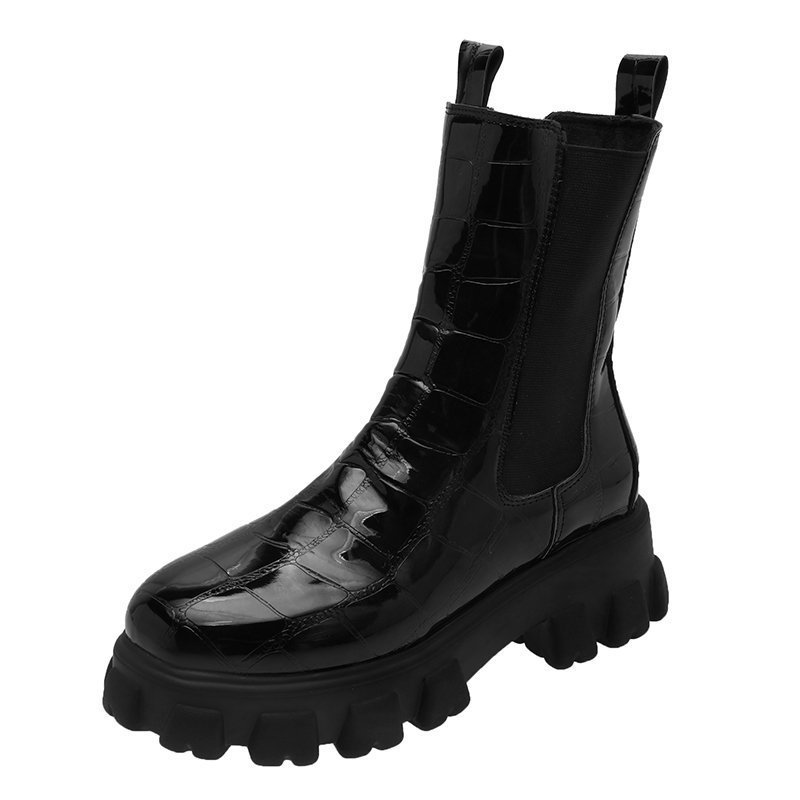 British Style Mid Calf Boots for Women - Autumn Winter Thick Sole Chunky Heel Ankle Boots - Image 7