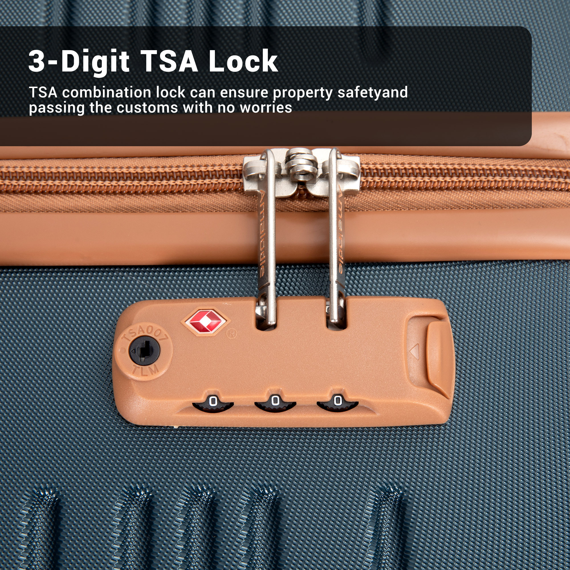 6 Piece Luggage Set, ABS Hard Shell Travel Suitcase With TSA Lock,DARK GREEN - Image 3