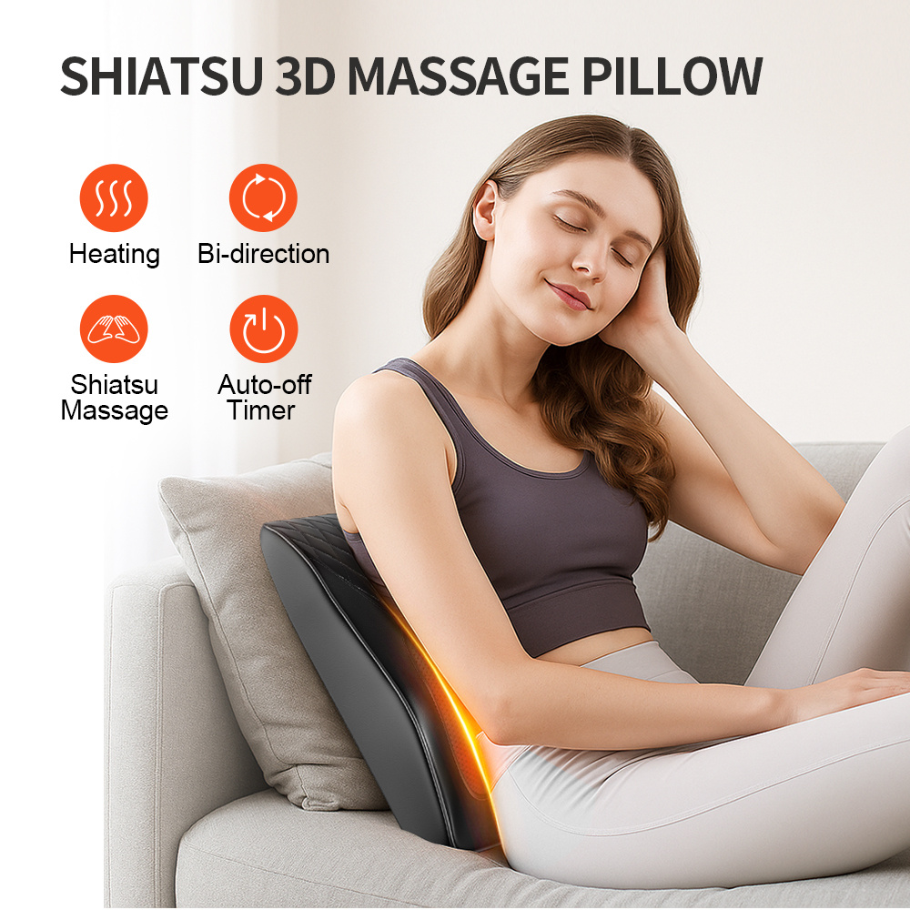 Shiatsu 3D Massage Pillow For Neck, Back & Shoulders Electric Massage Cushion With Heat Function, Ergonomic Design, Ideal For Home, Office & Car Use - Image 4