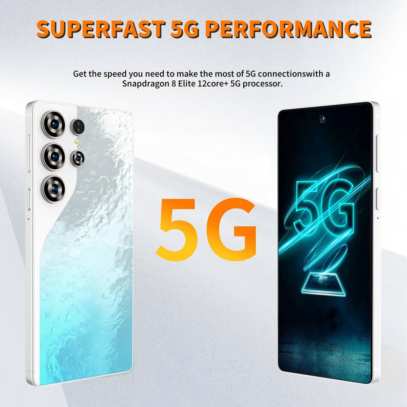 C26 Ultra 5G Unlocked Smartphone, 8GB RAM 256GB Storage Android 15 Cell Phone, 6.9inch FHD Display, 8000mAh Long Battery, Dual SIM, Face & Fingerprint Unlock, GPS, Built-in Stylus - Image 7
