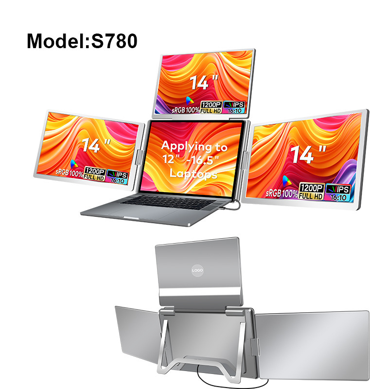 Portable Triple-screen Display Connect Three Screens With A Single Cable Laptop Secondary Display Monitor - Image 6
