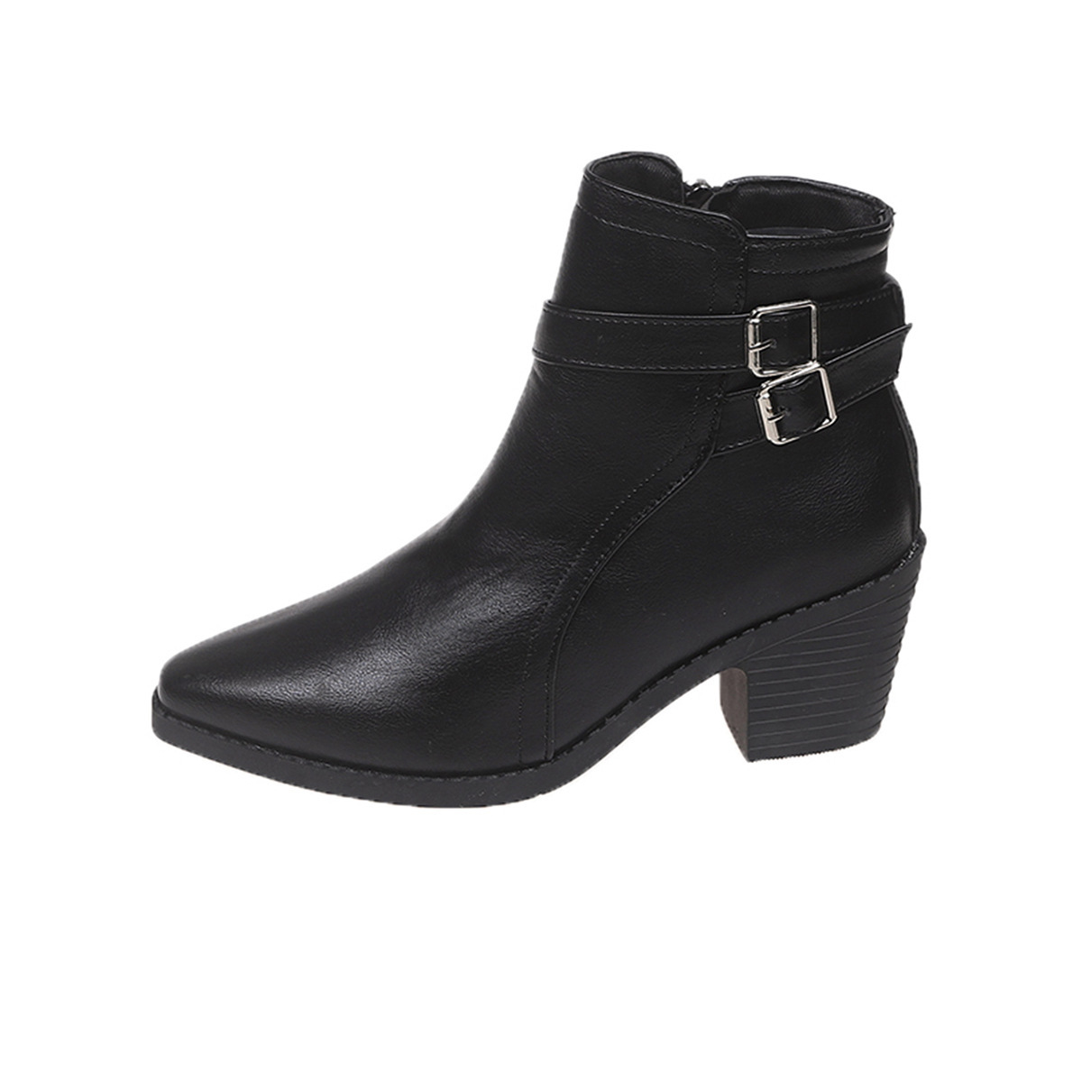Autumn New Leather Belt Buckle Ankle Boots - Image 4
