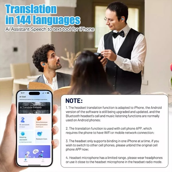 Translator Earbuds 144 Languages Real Time Online OffLine Translation Earphones - Image 6